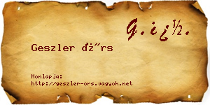 Geszler Örs névjegykártya